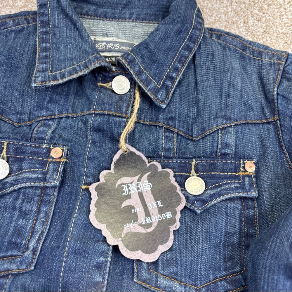 NEW Iris Dark Blue Jean Jacket Womens size 3XL - Picture 3 of 16